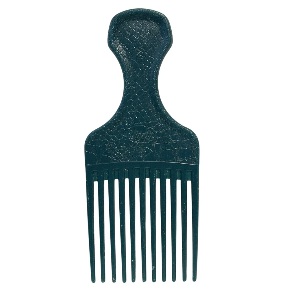 Vintage Used Goody Large Green Lift Hair Pick Faux Croc Snake‎ Skin Leather